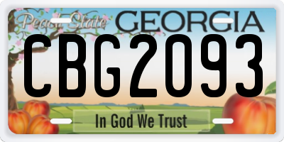 GA license plate CBG2093