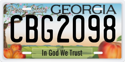 GA license plate CBG2098