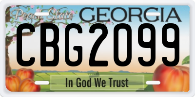 GA license plate CBG2099