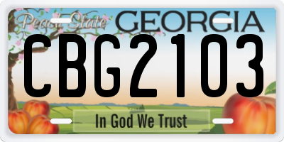 GA license plate CBG2103