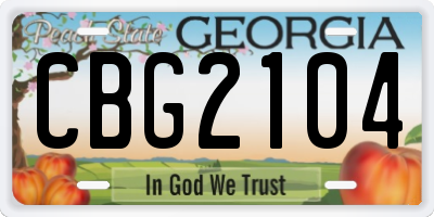 GA license plate CBG2104
