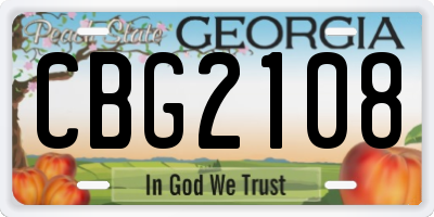GA license plate CBG2108