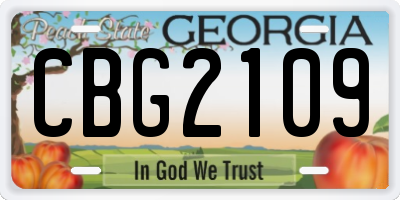 GA license plate CBG2109