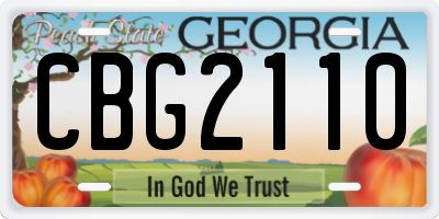 GA license plate CBG2110