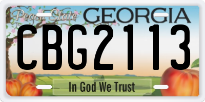 GA license plate CBG2113