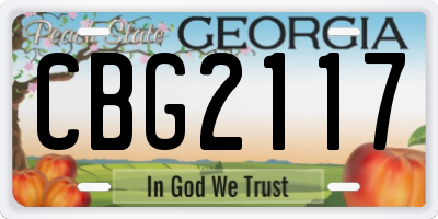 GA license plate CBG2117
