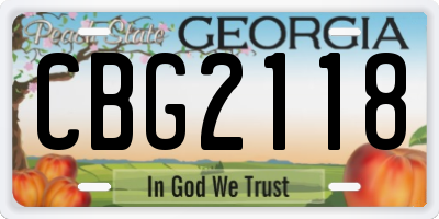 GA license plate CBG2118