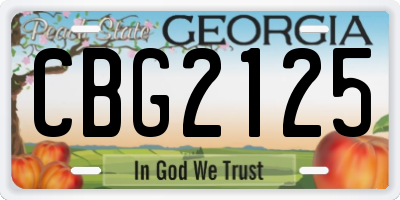 GA license plate CBG2125