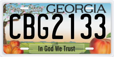 GA license plate CBG2133