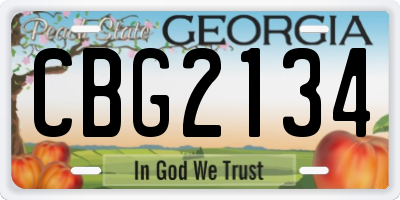 GA license plate CBG2134