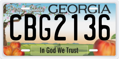 GA license plate CBG2136