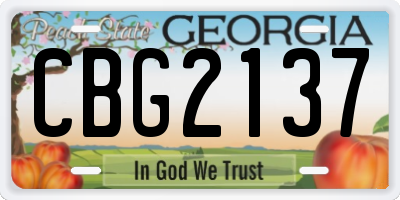 GA license plate CBG2137