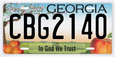 GA license plate CBG2140