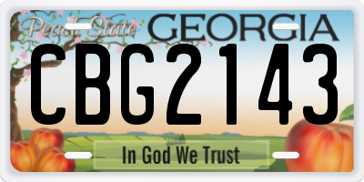 GA license plate CBG2143