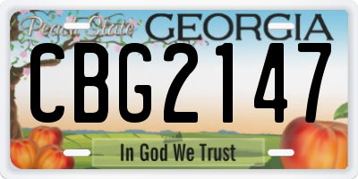 GA license plate CBG2147