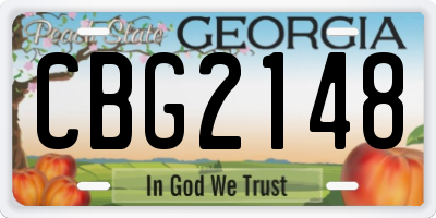 GA license plate CBG2148