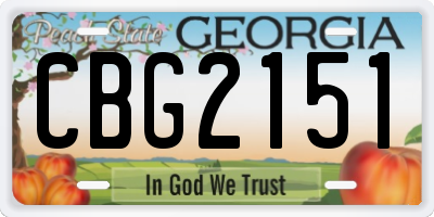 GA license plate CBG2151