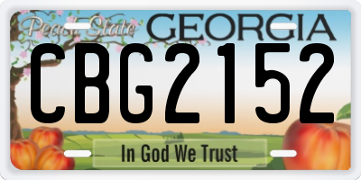 GA license plate CBG2152