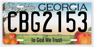 GA license plate CBG2153