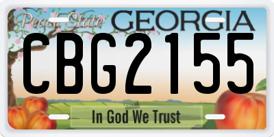 GA license plate CBG2155