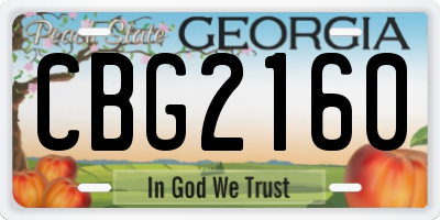 GA license plate CBG2160