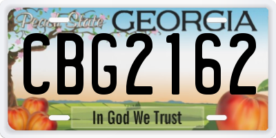 GA license plate CBG2162
