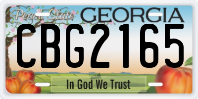 GA license plate CBG2165