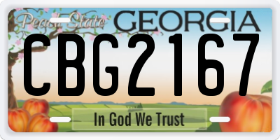 GA license plate CBG2167