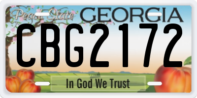 GA license plate CBG2172