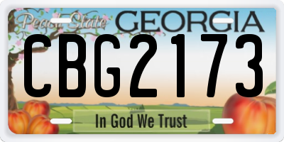 GA license plate CBG2173
