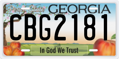 GA license plate CBG2181