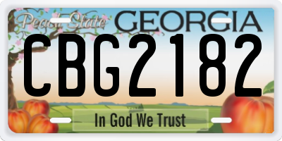 GA license plate CBG2182