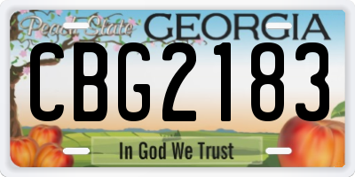 GA license plate CBG2183