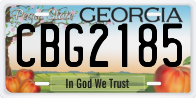 GA license plate CBG2185
