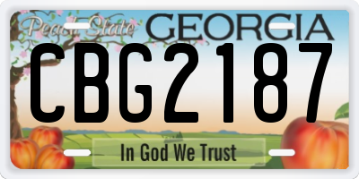 GA license plate CBG2187