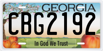 GA license plate CBG2192