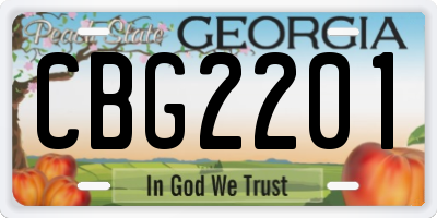 GA license plate CBG2201