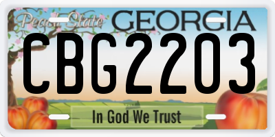 GA license plate CBG2203