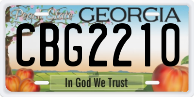 GA license plate CBG2210