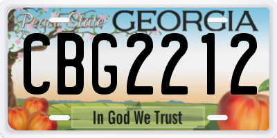 GA license plate CBG2212