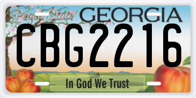 GA license plate CBG2216