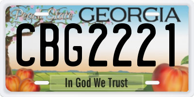 GA license plate CBG2221
