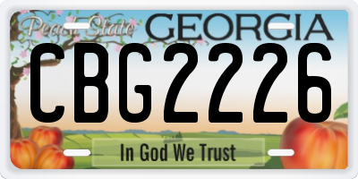 GA license plate CBG2226