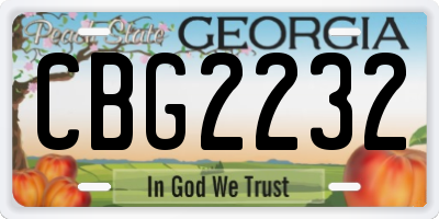 GA license plate CBG2232