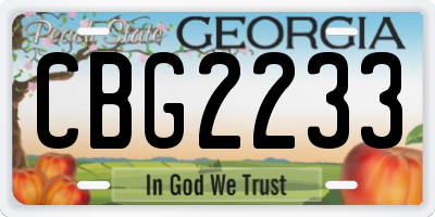 GA license plate CBG2233
