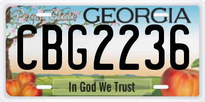 GA license plate CBG2236
