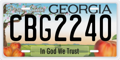 GA license plate CBG2240