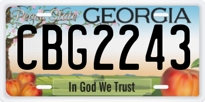 GA license plate CBG2243