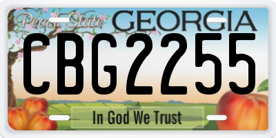 GA license plate CBG2255