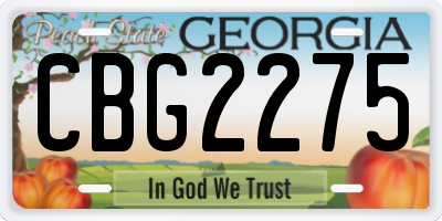 GA license plate CBG2275